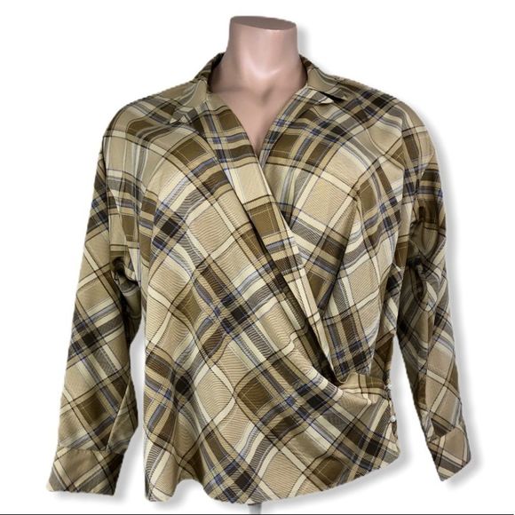 Lauren Ralph Lauren Riatana Plaid Surplice Blouse - Picture 2 of 13